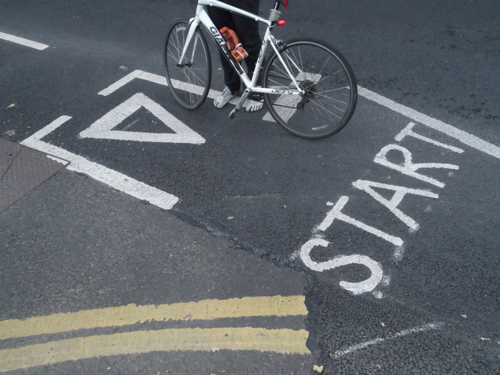 Start and stop, and barely enough room for a single bike !